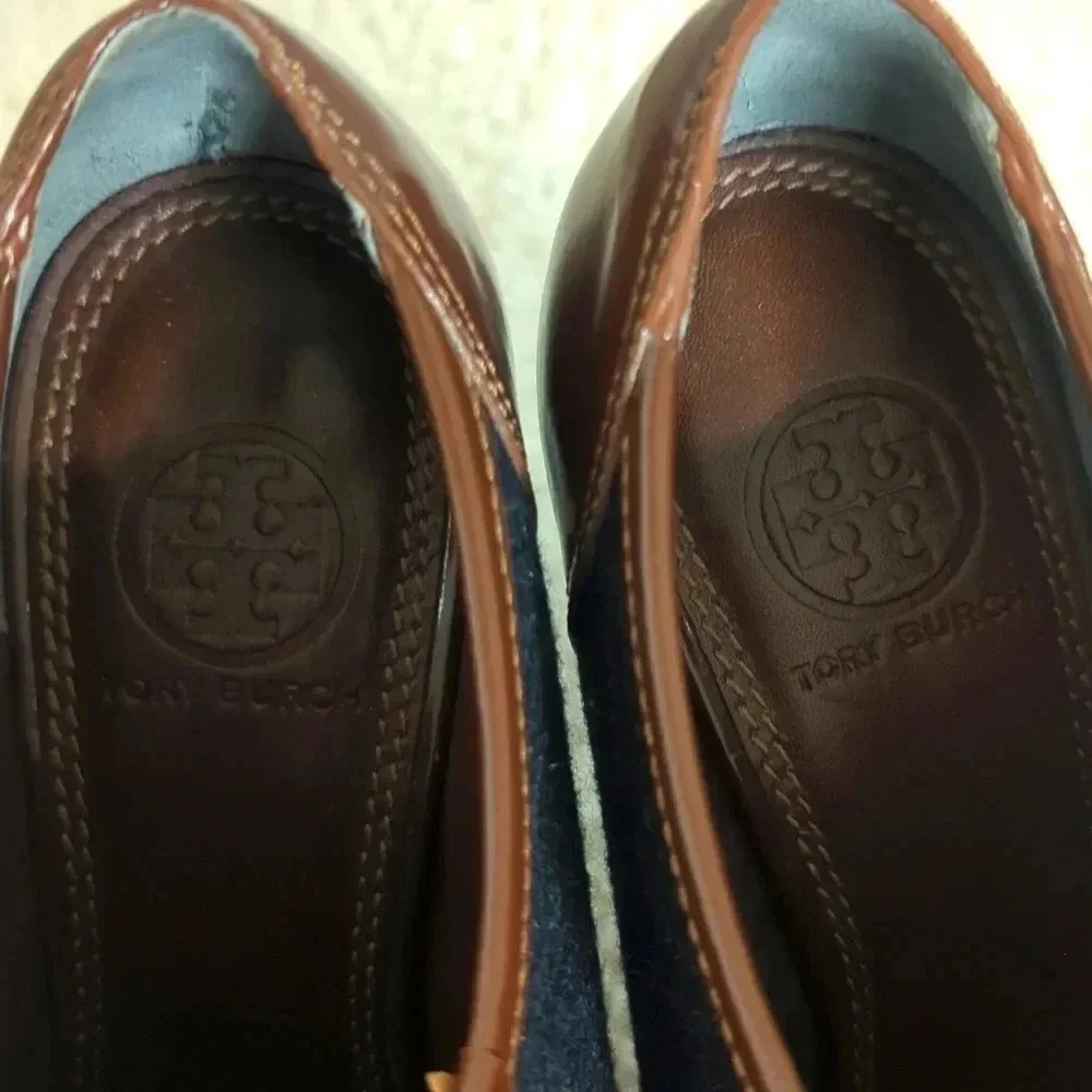 Tory Burch Leighton Black and Brown Leather Booties